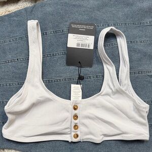 PrettyLittleThing White Button-Front Bikini